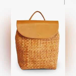 ABLE Elsa Basketweave leather Backpack in Cognac. New